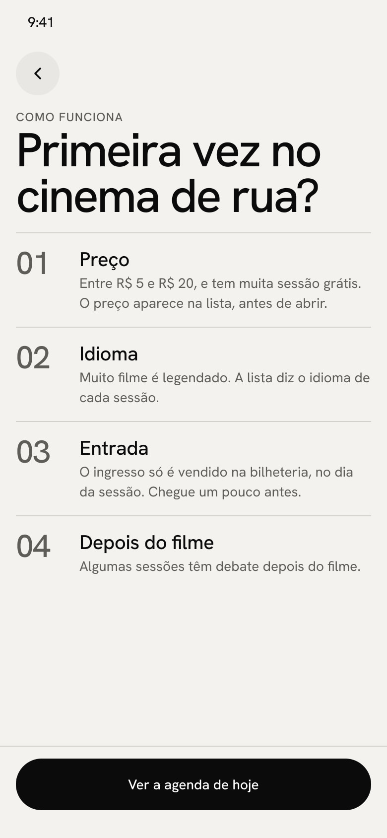 Guia Primeira vez no cinema de rua, com preço, idioma, entrada e depois do filme